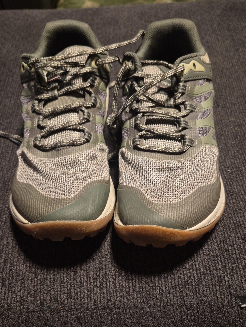 Merrell Men's Green and Gray Athletic Shoes with Gum Outsole